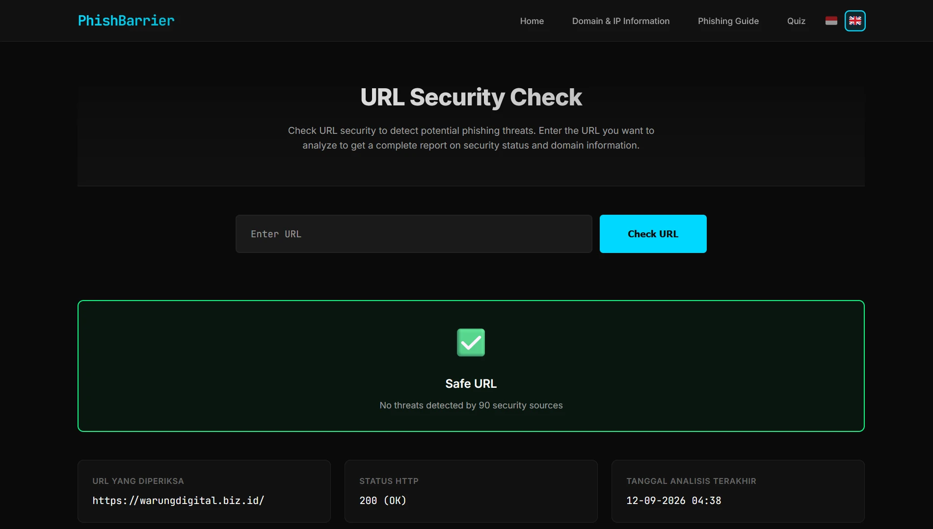 PhishBarrier URL Scanner